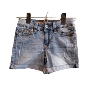 Joes Shorts Girls Size 8 Light Blue Denim Distressed Cuffed Hem Adjustable Waist